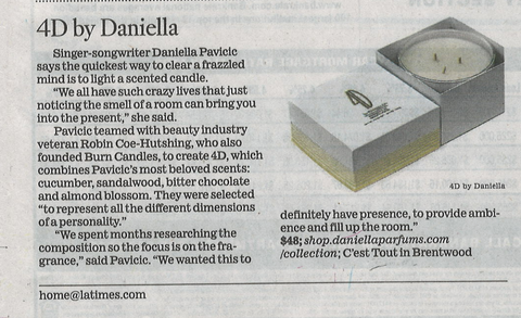 LA Times clipping featuring 4D by Daniella